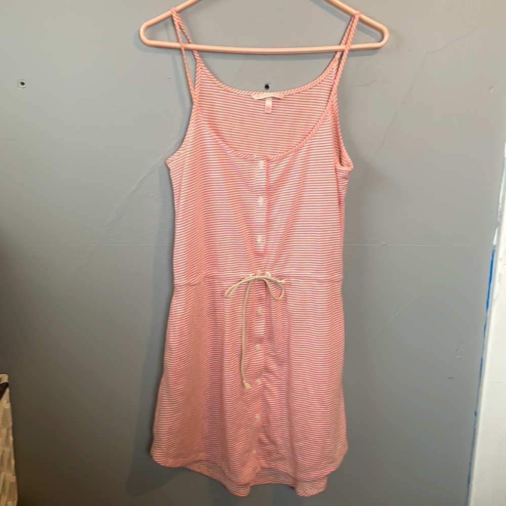 Victoria’s Secret XS baby pink white stripe button down dress beach preppy girly